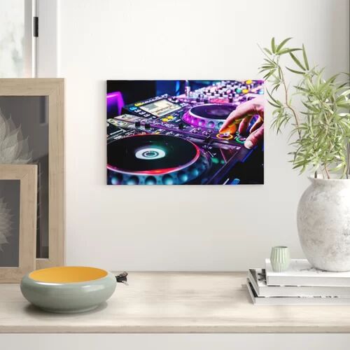 East Urban Home Modern Illuminated DJ Decks Graphic Art Print on Canvas East Urban Home  - Size: Mini (Under 40cm High)