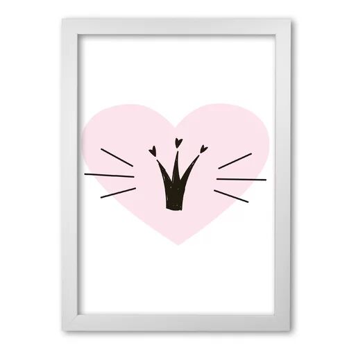East Urban Home 'Crown with Heart' Painting in Pink East Urban Home Format: White Grain Frame, Size: 42 cm H x 30 cm W x 5 cm D  - Size: 60 cm H x 42 cm W x 5 cm D