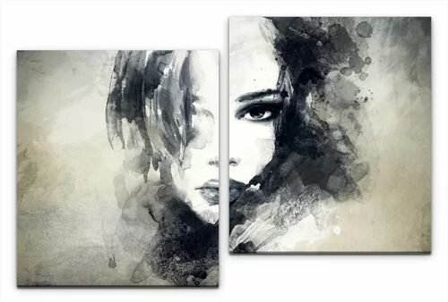 East Urban Home Woman's Face Painting Print Multi-Piece Image on Canvas East Urban Home  - Size: Mini (Under 40cm High)