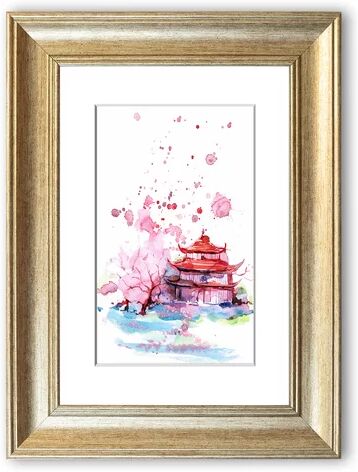 East Urban Home 'Chinese Watercolour' Framed Painting East Urban Home Size: 93 cm H x 70 cm W, Frame Options: Silver  - Size: 70 cm H x 50 cm W