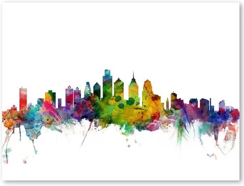 Americanflat Philadelphia Pennsylvania Skyline Painting Print on Wrapped Canvas Americanflat Size: 40cm H x 60cm W  - Size: 40cm H x 60cm W