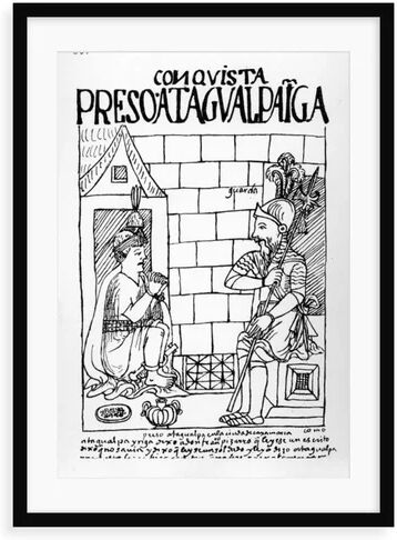 Astoria Grand Atahualpa Inca in His Prison at Cajamarca by Michelangelo Merisi Da Caravaggio - Picture Frame Drawing Print on Paper Astoria Grand Format: Framed Pap  - Size: 100 cm H x 68.6 cm W x 3.8 cm D