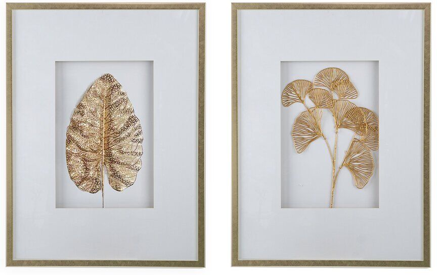 A&B Home 2pc Rectangular Framed Botanical Wall Art Gold NoSize