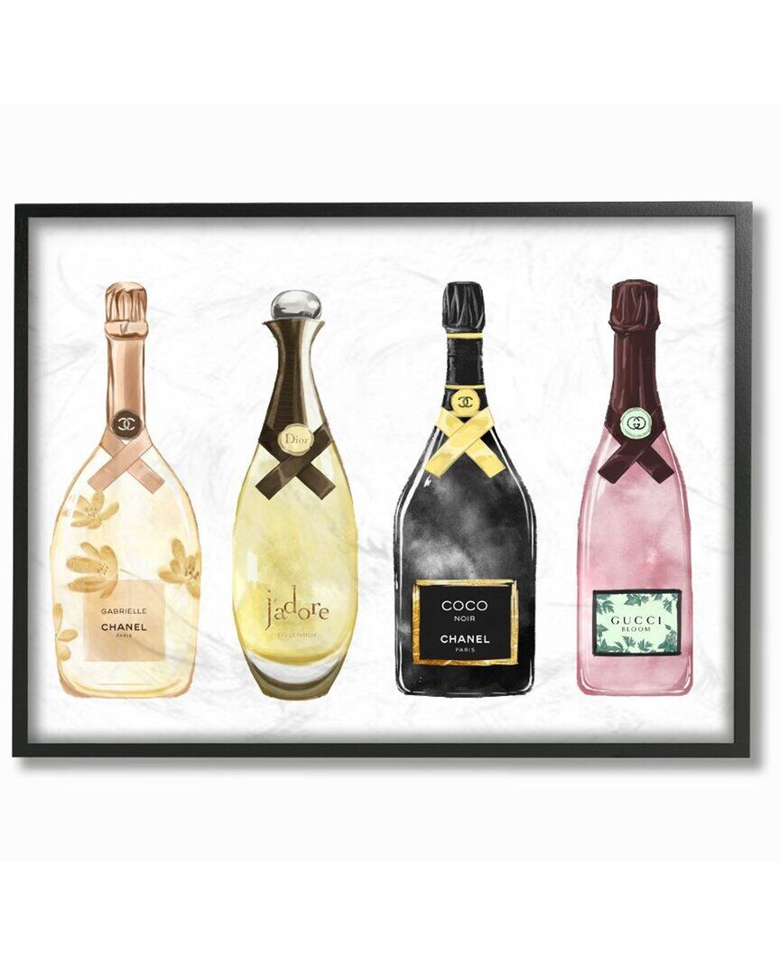 Stupell Perfume Bottle Brands Fashion Glam Watercolor Wall Art Gold 11 x 14