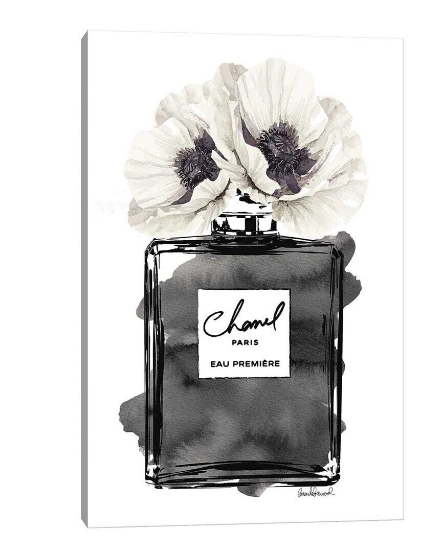iCanvas Perfume Bottle, Black With Grey & White Poppy by Amanda Greenwood Wall Art NoColor 40x26