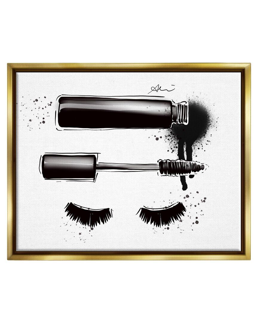Stupell Glam Mascara Lashes Makeup Framed Floater Canvas Wall Art by Alison Petrie NoColor 25 x 31
