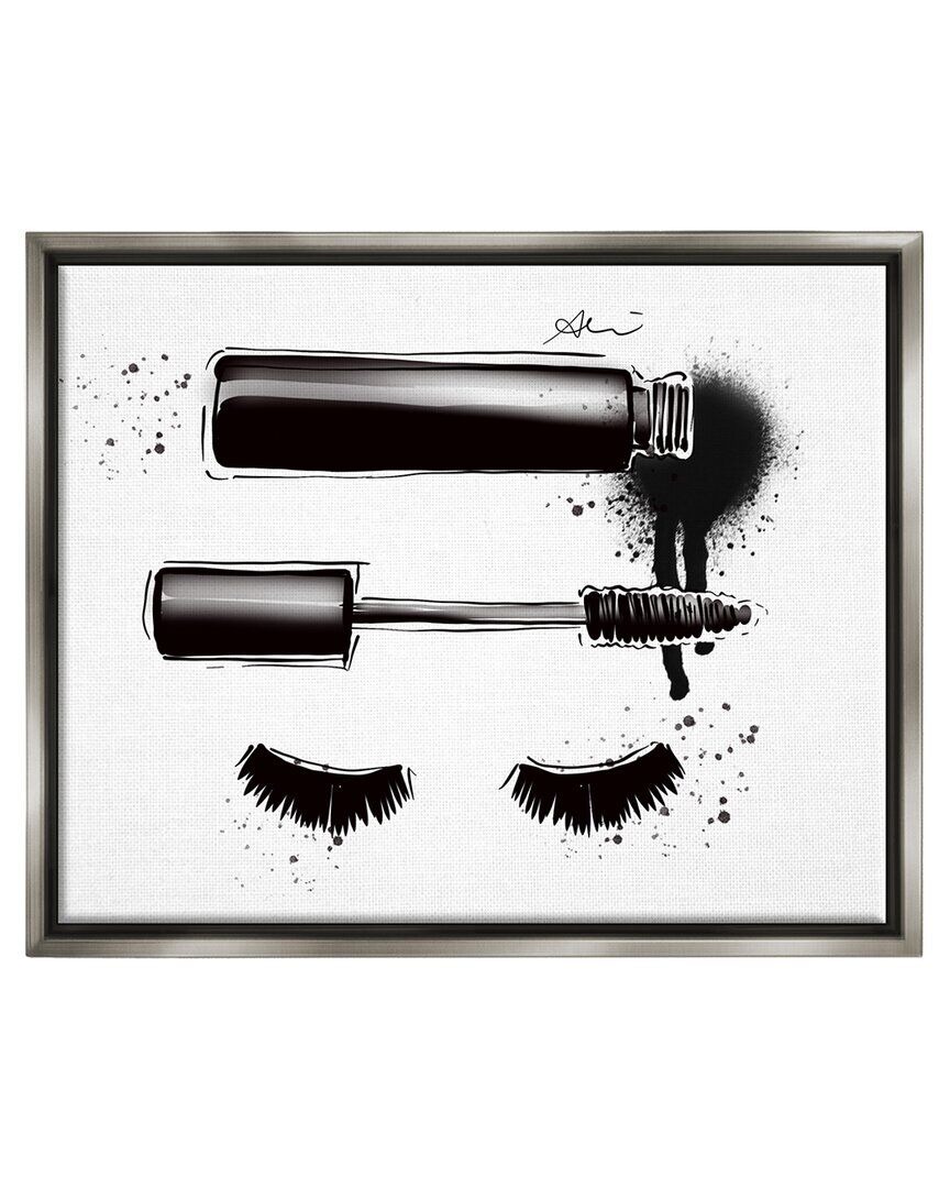Stupell Glam Mascara Lashes Makeup Framed Floater Canvas Wall Art by Alison Petrie NoColor 17 x 21