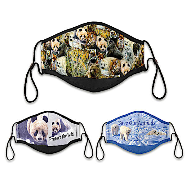 The Bradford Exchange 3 John Seerey-Lester Wildlife Art Adult Face Masks