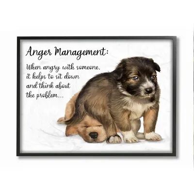 Stupell Home Decor Anger Management Advice Dog Humor Wall Art, White, 16X20