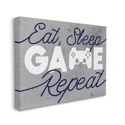 Stupell Home Decor Video Game Controller Eat Sleep Game Repeat Quote Wall Art, Grey, 30X40