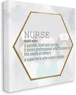 Stupell Home Decor Nurse Professional Definition Health Care Superhero Sentiment Wall Art, White, 30X30