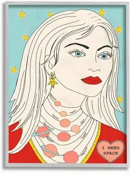 Stupell Home Decor Women's Fashion Accessory Portrait Space Theme Jewelry Wall Art, Green, 16X20