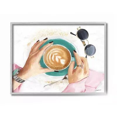 Stupell Home Decor Glam Latte Art Women's Fashion Accessories Coffee Wall Art, White, 16X20