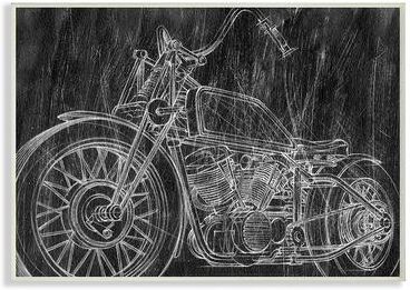 Stupell Home Decor Monotone Motorcycle Plaque Wall Art, Multicolor, 10X15