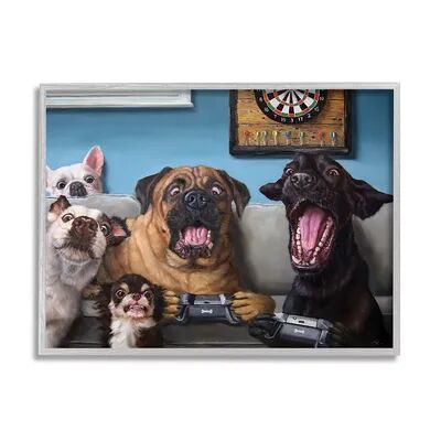 Stupell Home Decor Funny Dogs Playing Video Games Livingroo Wall Art, Blue, 24X30