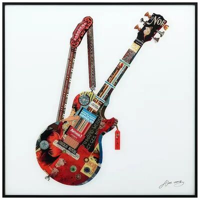 Empire Art Direct Electric Guitar Collage Framed Wall Art, Multicolor