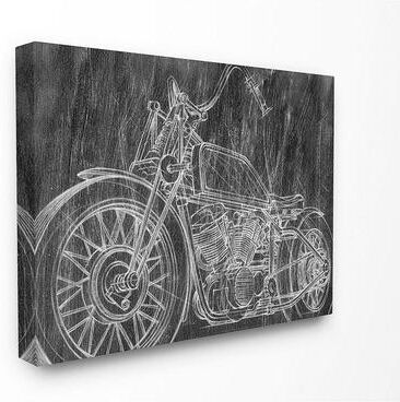 Stupell Home Decor Black and White Motorcycle Sketch Canvas Wall Art, Multicolor, 16X20