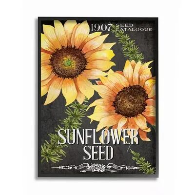 Stupell Home Decor Floral Sunflower Seed Vintage Catalog Design Wall Art, Multicolor, 11X14