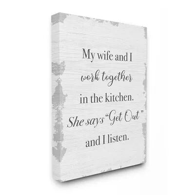 Stupell Home Decor We Work Together In the Kitchen Canvas Wall Art, White, 24X30