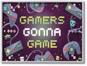 Stupell Home Decor Gamers Gonna Game Fun Kid's Video Game Phrase Wall Art, Purple, 16X20