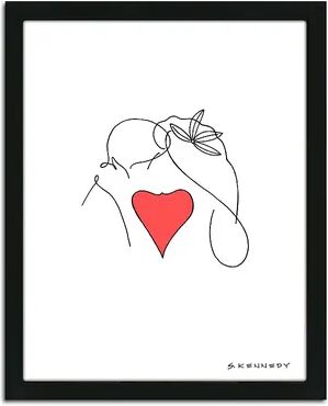 Personal-Prints ''Kiss Line Drawing'' Framed Wall Art, Multicolor, Small