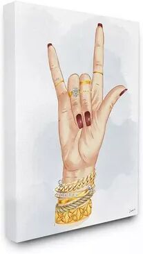 Stupell Home Decor I Love You Hand Pose with Elegant Accessories Wall Art, White, 24X30