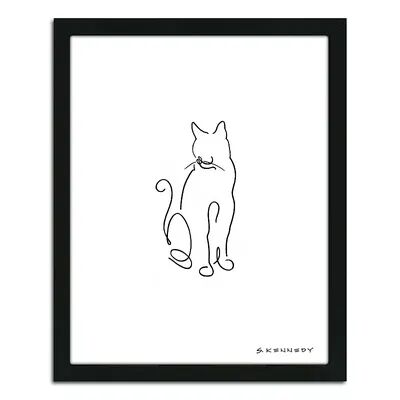Personal-Prints ''Cat Line Drawing'' Framed Wall Art, Multicolor, Small