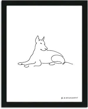 Personal-Prints ''Doberman Line Drawing'' Framed Wall Art, Multicolor, Small