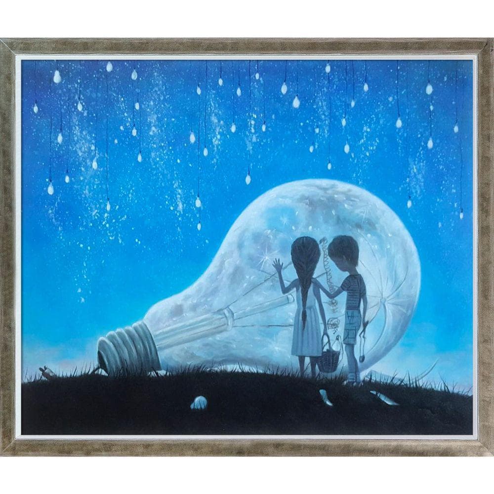 LA PASTICHE The Night We Broke The Moon Reproduction with Champagne Silhouette by Adrian Borda Canvas Print