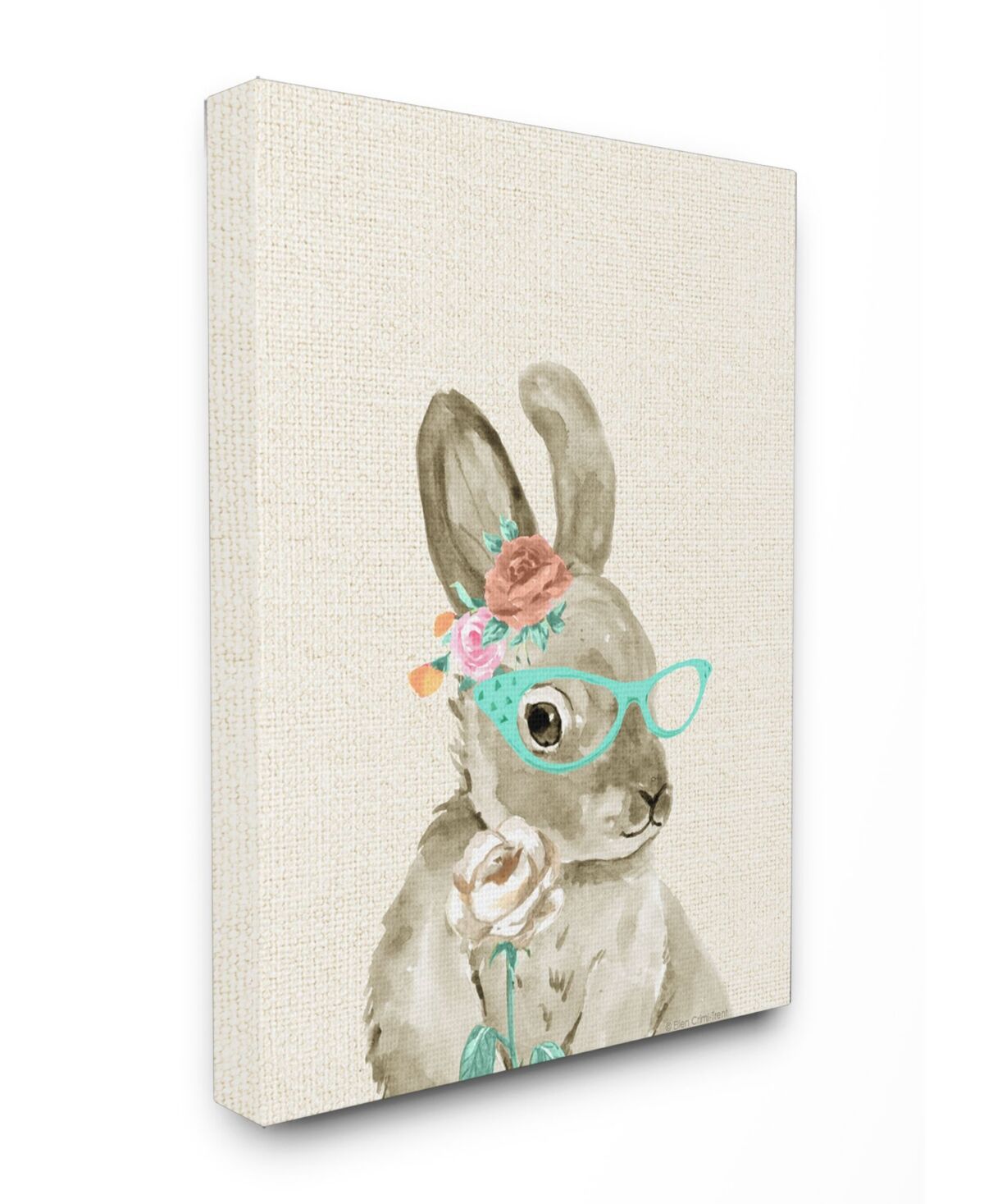 Stupell Industries Woodland Bunny with Cat Eye Glasses Canvas Wall Art, 30
