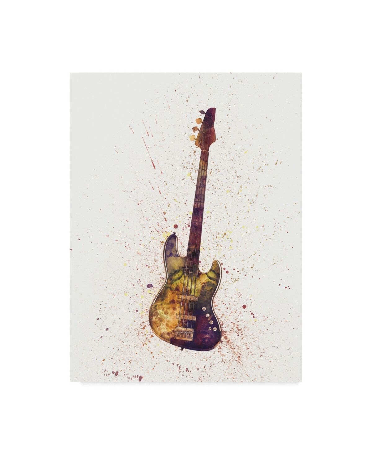 Trademark Global Michael Tompsett Electric Bass Guitar Abstract Watercolor Canvas Art - 20