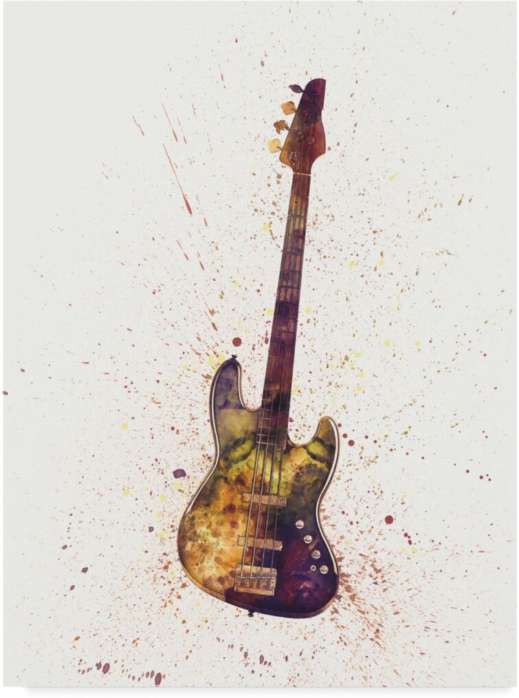 Trademark Global Michael Tompsett Electric Bass Guitar Abstract Watercolor Canvas Art - 20