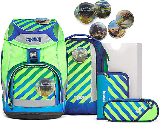 Auf Lager ERGOBAG Schulrucksack Set 6tlg Pack - TruckBär Neo Edition 4057081119356 grün EG