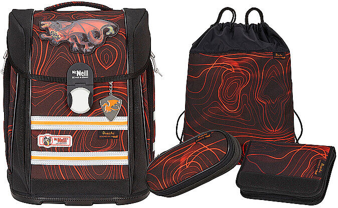 Auf Lager MC NEILL Schultaschen Set 4tlg McLight Ergo Primero Drache 4017245955039 schwarz EG