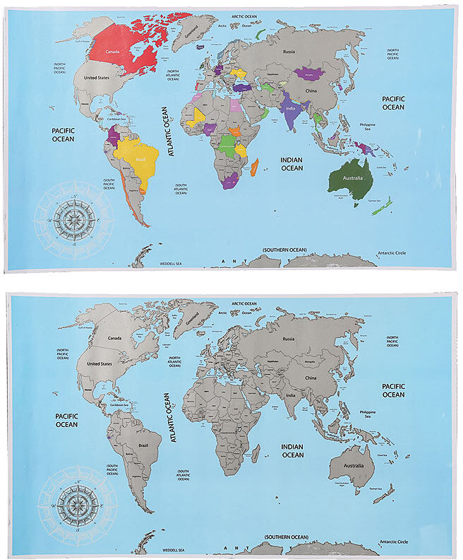 Out of the blue Rubbel-Weltkarte - Scratch-Map - Weltkarte zum Rubbeln