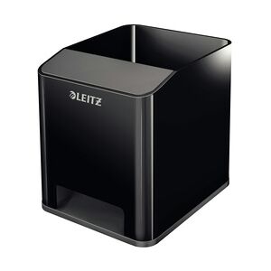 LEITZ Stifteköcher WOW Sound Duo Colour, schwarz, mit Soundverstärkung, Polystyrol, Maße: 90 x 100 x 101 mm