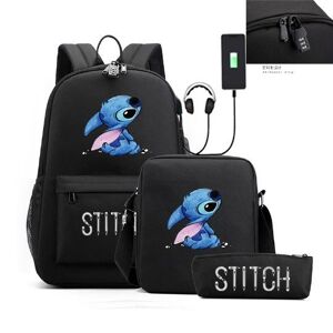 Tbutik stitch rygsæk penalhus skuldertaske pakke (3 stk)