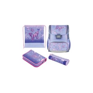 Herlitz Loop Plus Butterfly Paradise, Penalhus, Pencil pouch, Skoletaske, Sport bag, Pige, Grad & grundskole, Rygsæk, 17 L, Frontlomme, Sidelomme