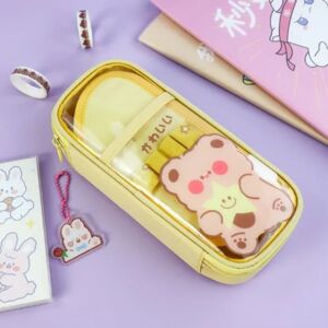 Gennemsigtig Penalhus Kawaii Stationery Pencil Case GUL Yellow