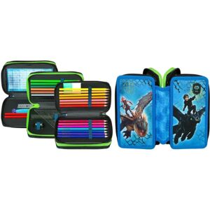 Dragons Triple Skole sæt, 29-delt Pen box Multicolor