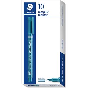 Staedtler Rotulador permanente  metalizado azul 10u