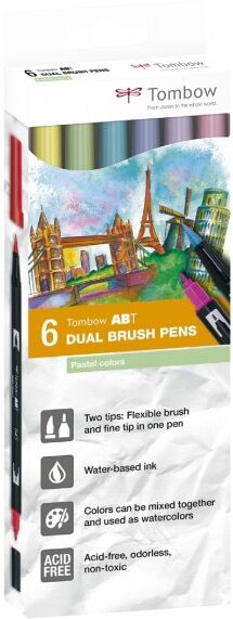 Tombow Rotuladores  Dual Brush pastel 6 colores