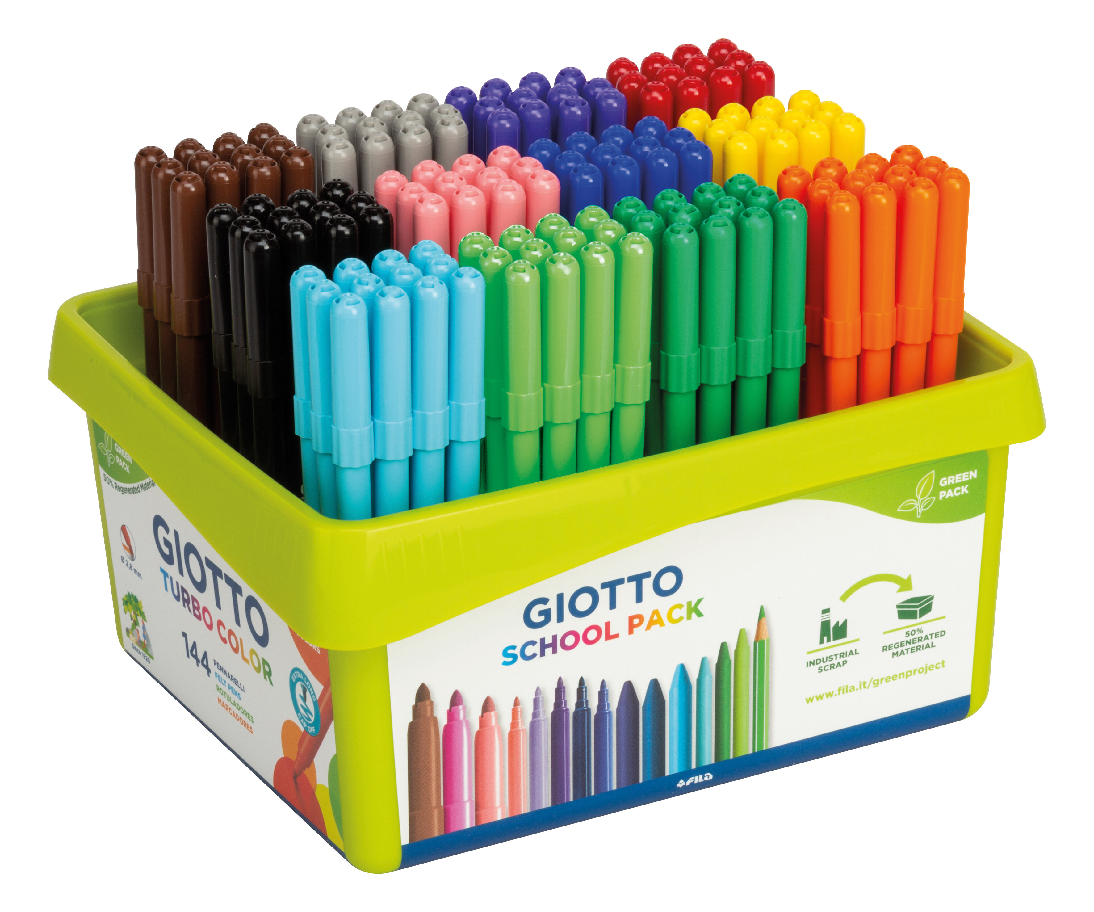 Giotto Rotuladores de colores  Turbo Color 144u Pack escuela