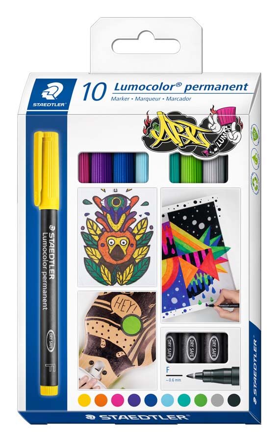 Staedtler Rotuladores Permanentes  Lumocolor Art Punta F 10 colores