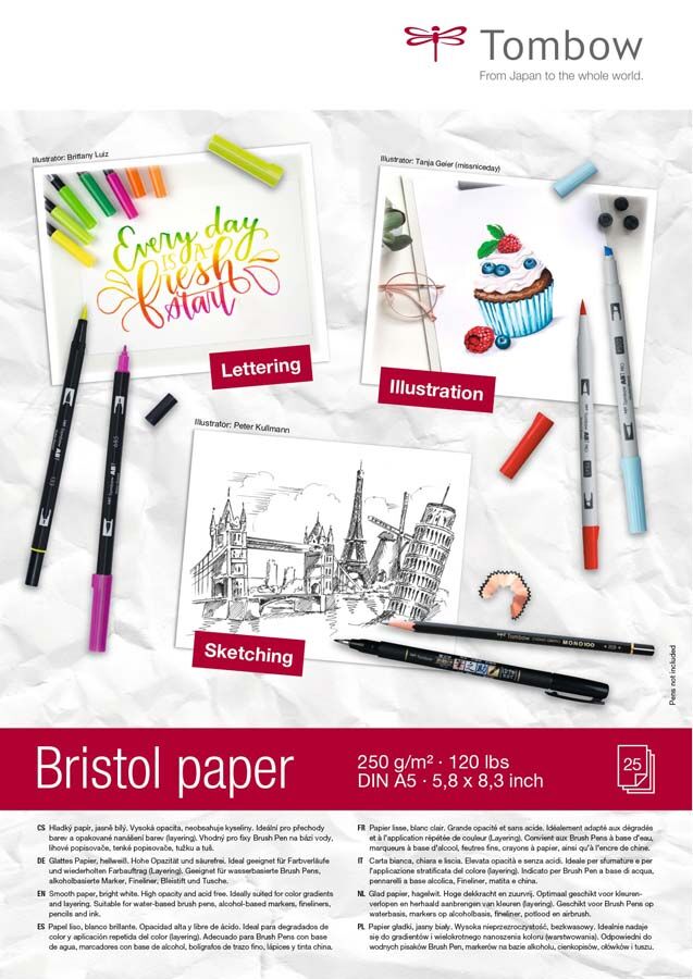 Tombow Bloc papel Bristol Lettering  A5 250g 25 hojas