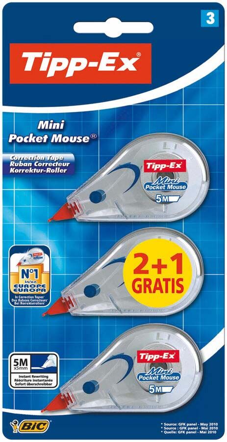 Bic Cinta correctora Tipp-Ex Mini Pocket Mouse 2+1u