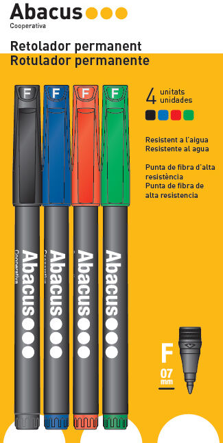 Abacus Rotulador permanente  punta S. 4 colores