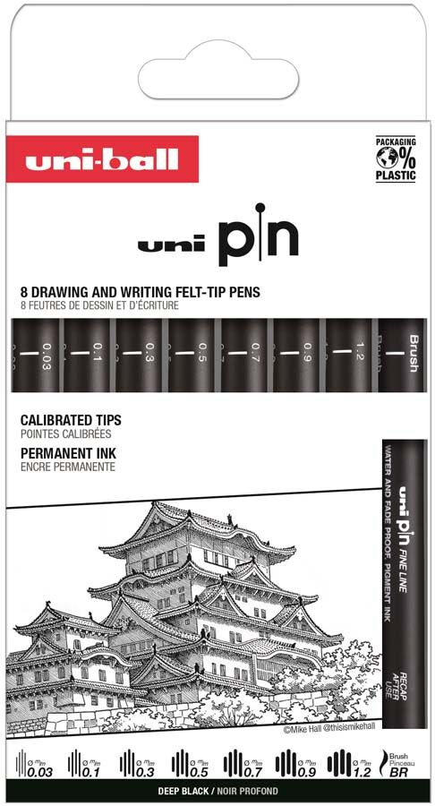 Uni-Ball Rotuladores calibrados Uni Pin Classic I 8 piezas