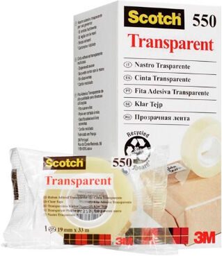 Scotch Cinta adhesiva sin tijeras 3M  550 transparente 8u