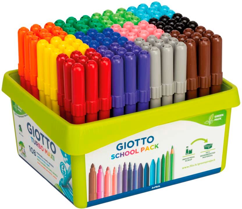 Giotto Rotuladores de colores  Turbo Maxi 108u Pack escuela